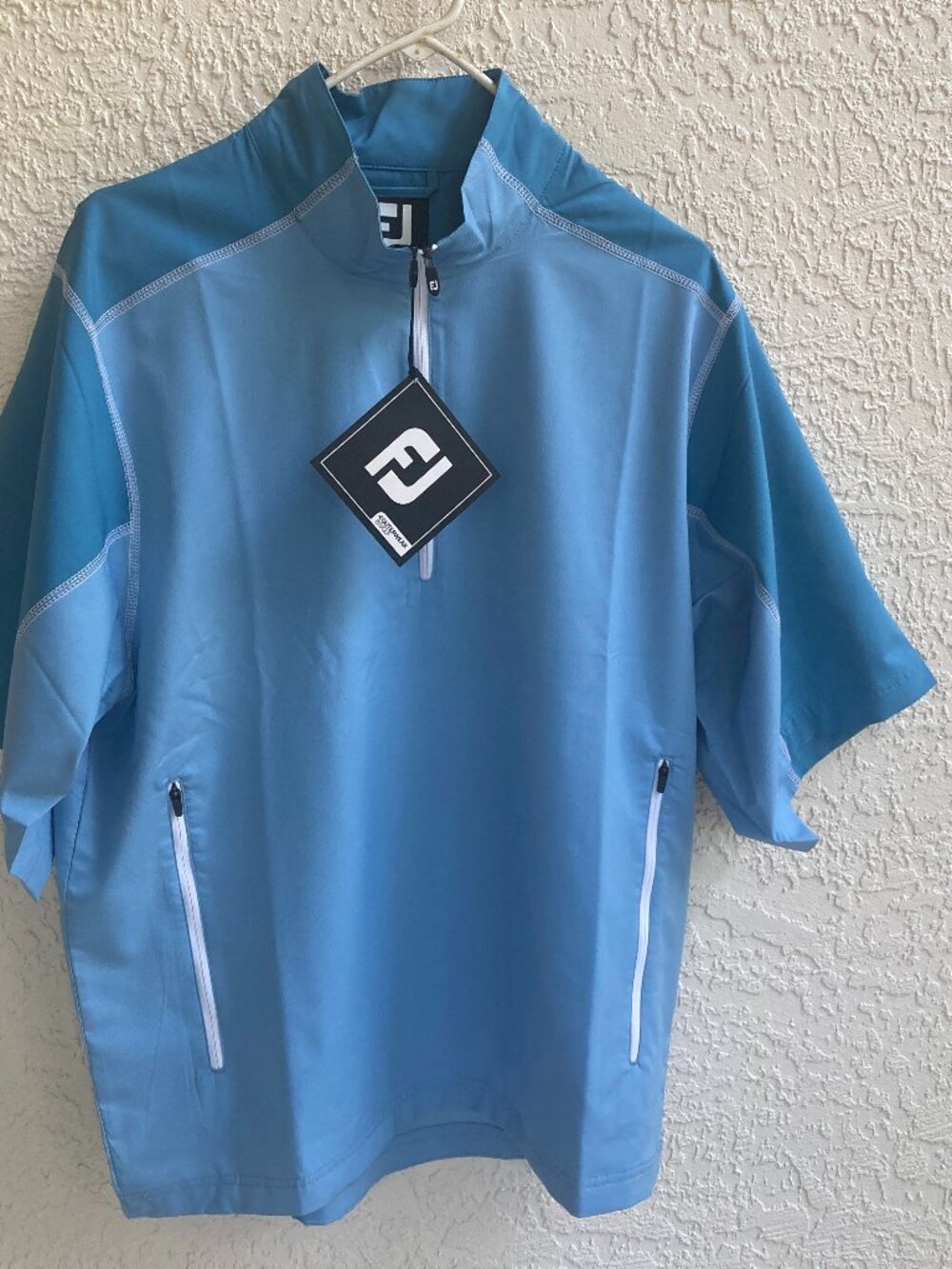 FootJoy Windshirt Men Sz M Blue  Sport Short Sleeve  Zipper NEW WITH TAGS